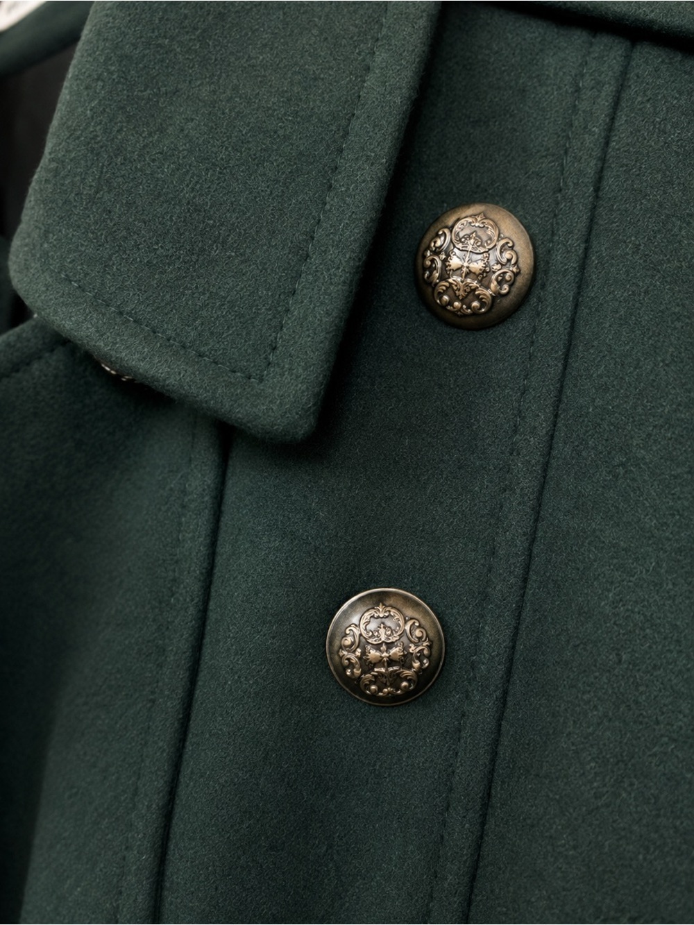 NWT Esprit Hunter Green Wool Blend Pea Coat Brass Buttons Military Jacket Small - Picture 4 of 4